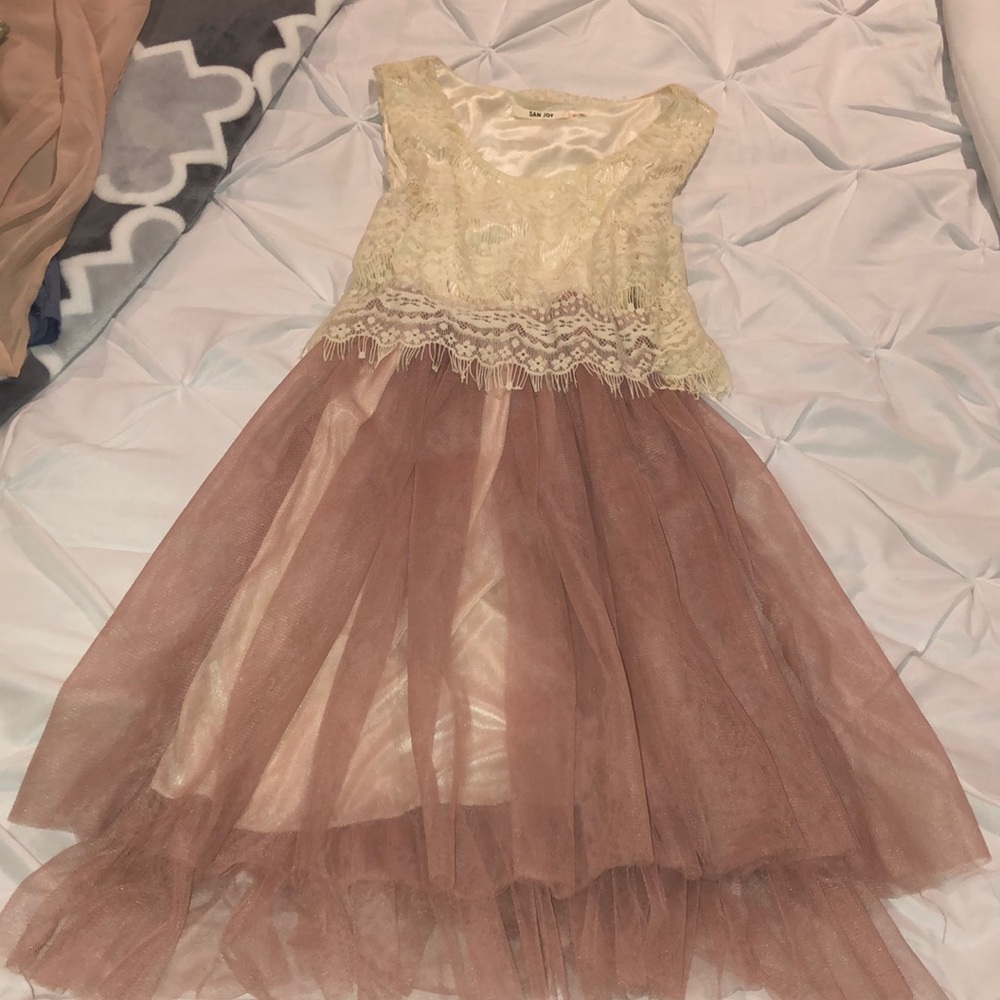 Cream and blush dress